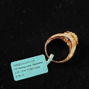 4.55CTW VVSD Mossanite Ring in Gold over 925. Size 11